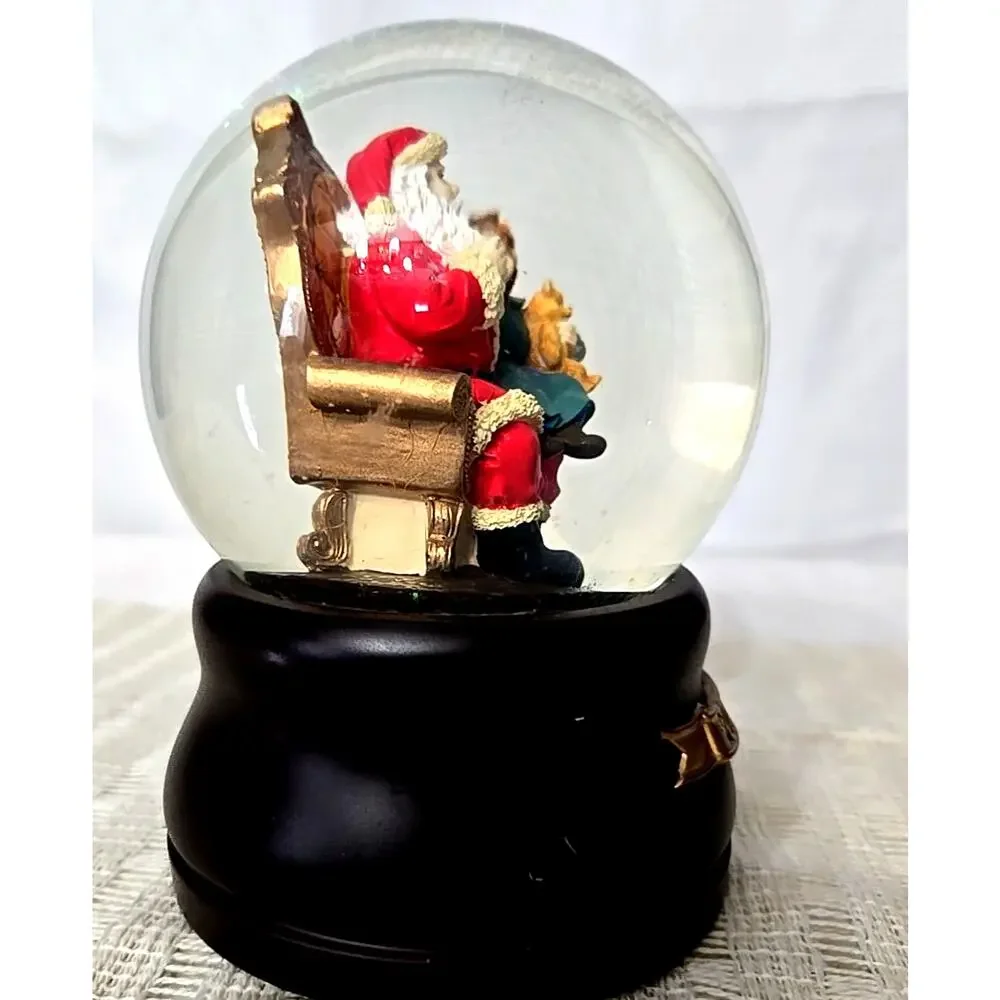 Threshold 2010 Snow Globe Sitting with Santa Musical 